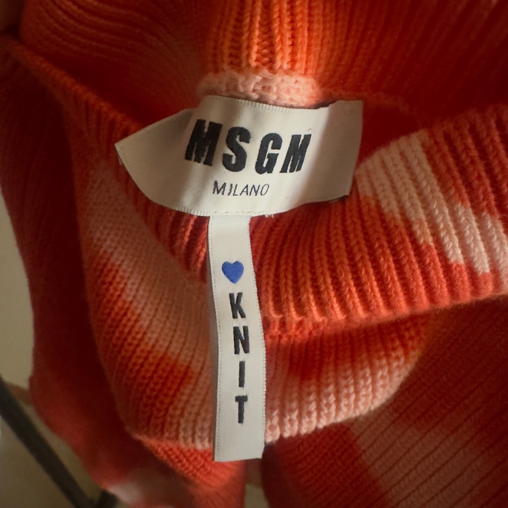 MSGM Orange Knit Off The Shoulder Tie Dye Sweater - Misses XS - Picture 4 of 5